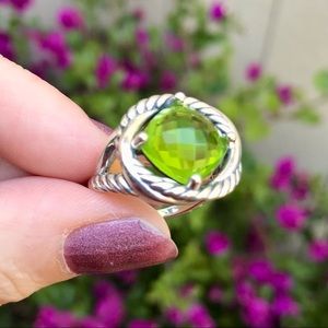 David Yurman Sterling Silver Infinity Ring with Peridot